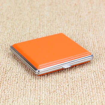 

Solid Orange Cigarette Case Leather Box for 20 Cigarettes Open-Close Smoking Case Tobacco Pouch Cigarette Bag TP-300E