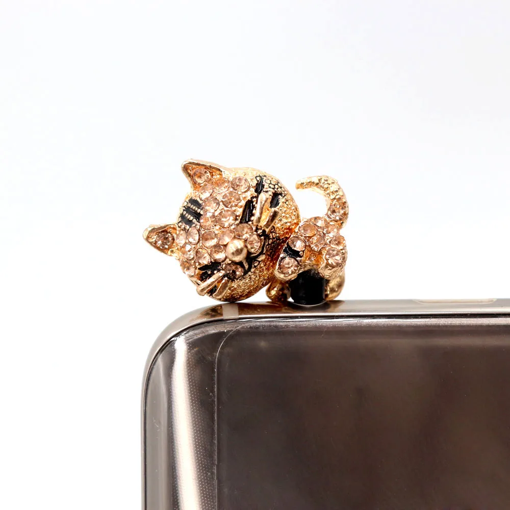 50 шт./лот Корея полный алмазов ювелирные изделия сонный маленький кот Пылезащитная заглушка для телефона для Iphone и всех 3,5 мм Наушники разъем смартфон