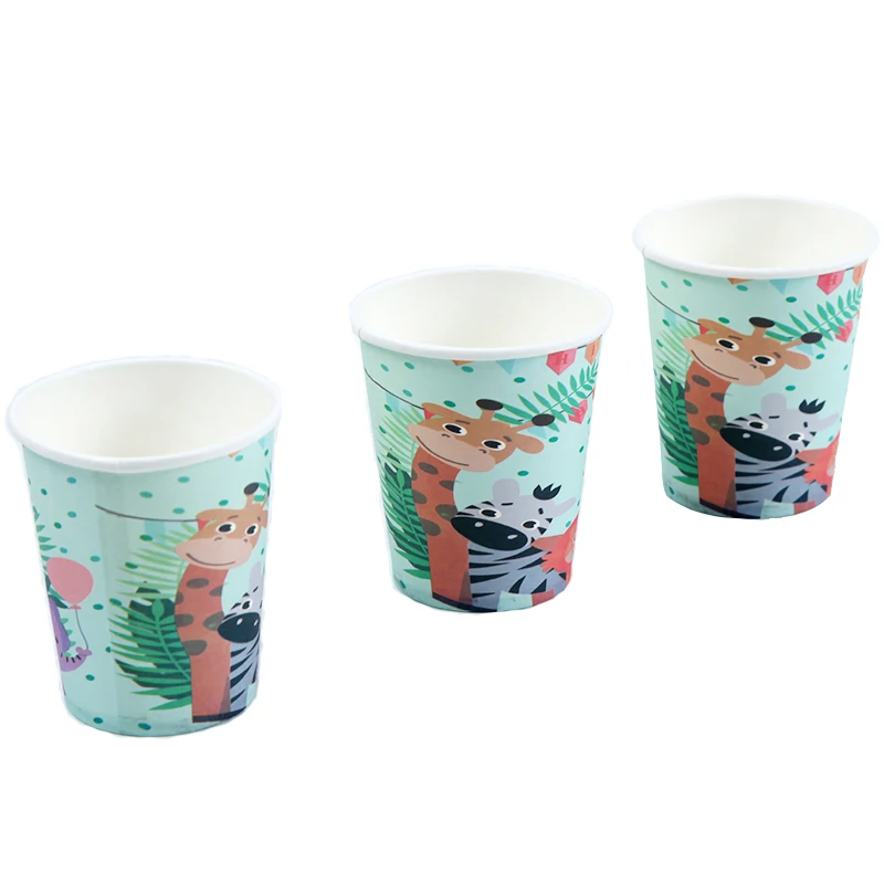

10Pcs/Lot Jungle Animal Theme Birthday Party Decorations Kids Disposable Cups Baby Shower Boy Decorative Supplies