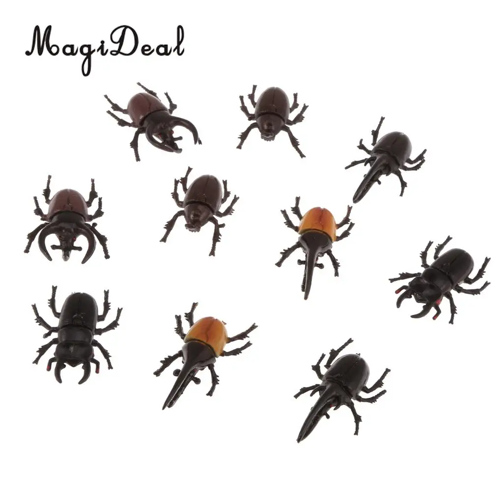 MagiDeal Lot 10 Plastic Vivid Beetles Insect Model Zoo Animal for Kids Party Favor Bag Filler Magic Prop Party Decoration Toy