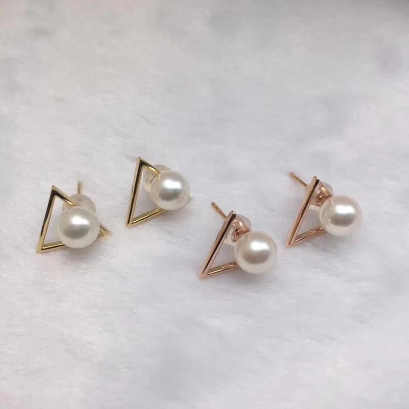 Sinya Au750 Gold stud earring Natural southsea pearls earring Triangle design fashion jewelry for women girls Mom 2018 News (3)
