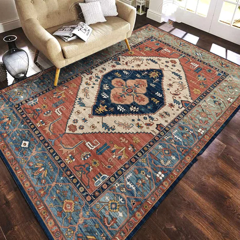 Ретро Винтаж Королевский стиль Большие размеры гостиная ковер 140*200 см, американский стиль украшения спальни ковер, легкий уход коврик с принтами