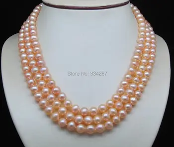 

Triple Strand AAA+ 6-7MM Pink pearl necklace (16" 17" 18")