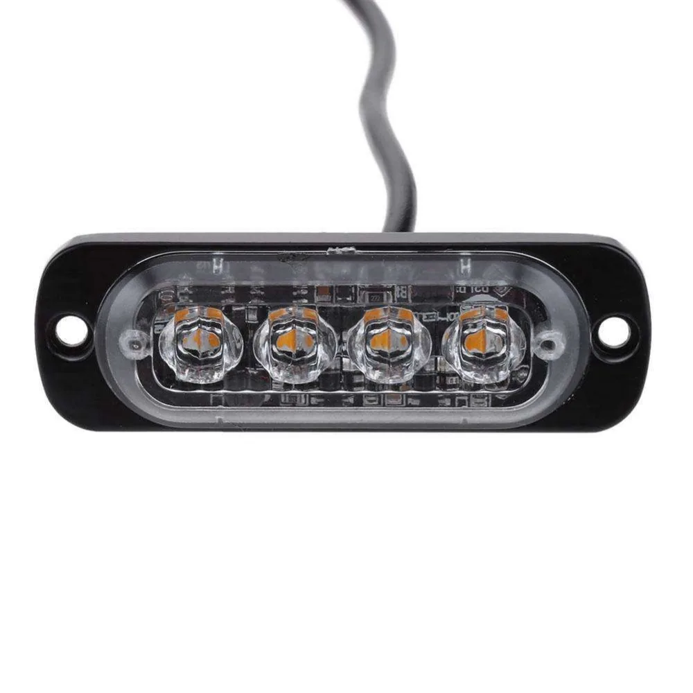 4 LED Strobe Warning Light Strobe Grill Flashing Breakdown Emergency Light Car Truck Beacon Lamp Amber Traffic