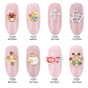 

10pcs glitter prom masks wreath crown nail art cross mochila strass unha glitter nail jewelry for nails decorations Y316~323