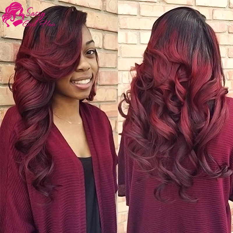 Ombre Brazilian Body Wave Virgin Hair Two Tone Human Hair Weave 3pcs Black Red Ombre Burgundy Brazilian Hair Body Wave Bundles Hair Weave Thinning Hair Weave Braceletweaving Loops Aliexpress