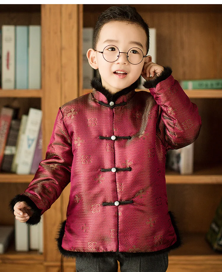 Новое пальто для мальчиков вечерние стиле праздничный костюм для мальчиков, Детская Новогодняя одежда в китайском стиле, традиционное китайское весеннее пальто для мальчиков