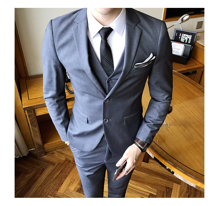 slim fit male 3 piece suits wedding dress Men's Business Casual jacket Wedding Prom Dinner Gown Wear Suits Groomsman tuxedos