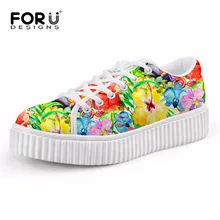FORUDESIGNS/модная дизайнерская обувь на шнуровке с цветочным принтом; Женская Осенняя обувь на платформе; обувь на плоской подошве, увеличивающая рост; женская обувь