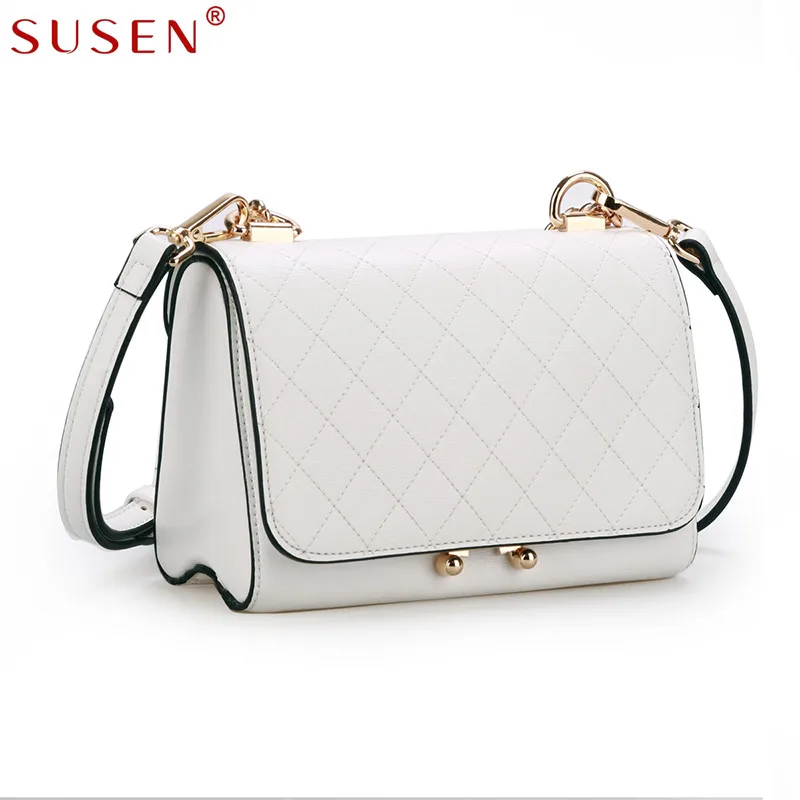 

SUSEN 2065 Women Handle Shoulder Bag Cross Body Bag Cover Closure Metal Chain Handbag Solid Color Lady Fashion Bag