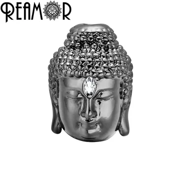 

REAMOR 5pcs Black/Rose Gold/Gold Plating Copper Charm Bead CZ Buddha Head Spacer Beads For DIY Yoga Bracelets Jewelry Making