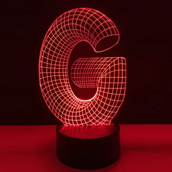

Unique 3D Lamp Alphabet G 7 Color Changing USB Touch Remote Controller Desk Table Lamp Home bar Decor Christmas lamp light Box