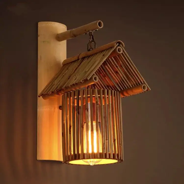 Bamboo lamp decorative wall lamp creative aisle Cafe 