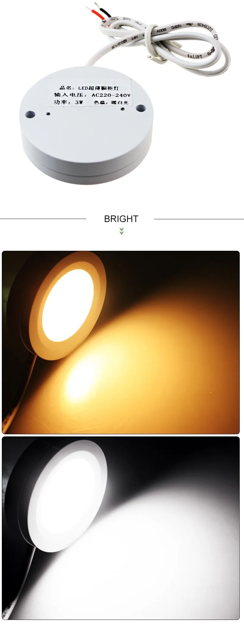 Светодиодный светильник Точечный светильник 3 Вт 220 в 240 В потолочный светильник настенный кухонный шкаф белый COB светодиодный светильник