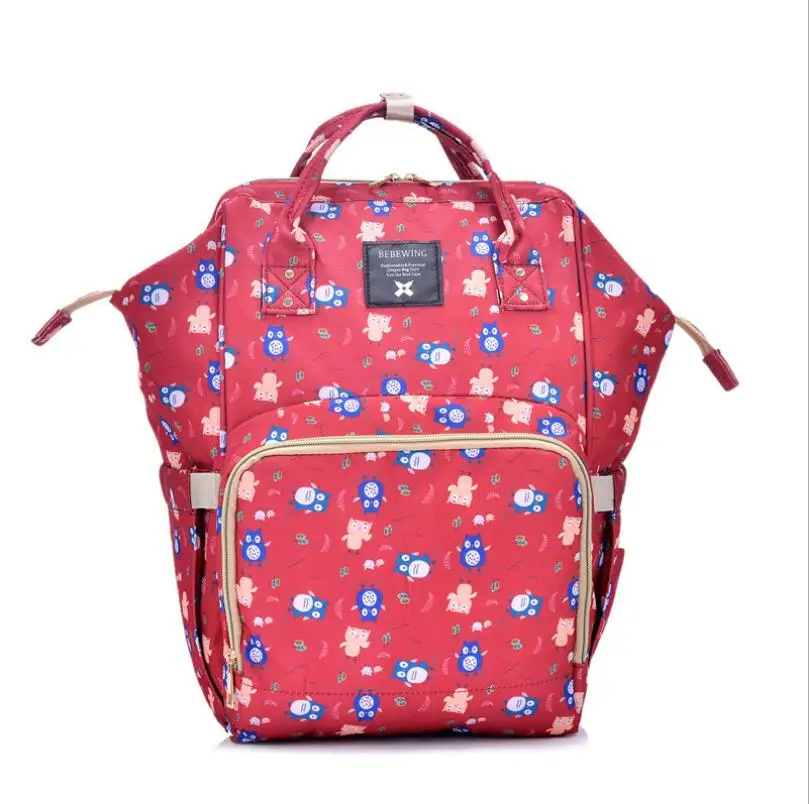 [Распродажа] Bebewing Мумия рюкзак большой емкости сумка Детская многофункциональная уличная дорожная сумка для ухода за ребенком детская коляска - Цвет: Red Owl