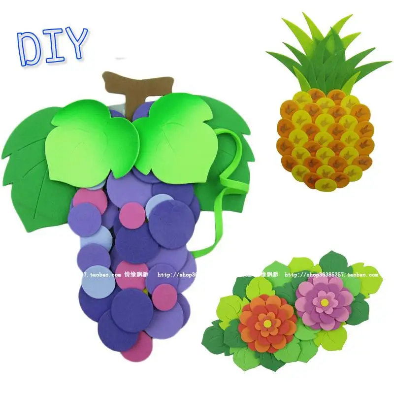 4 шт. наклейка эва производство для цветов игрушечные фрукты/Дети дети EVA 3D наклейки для винограда ананас цветы ремесло развивающая игрушка