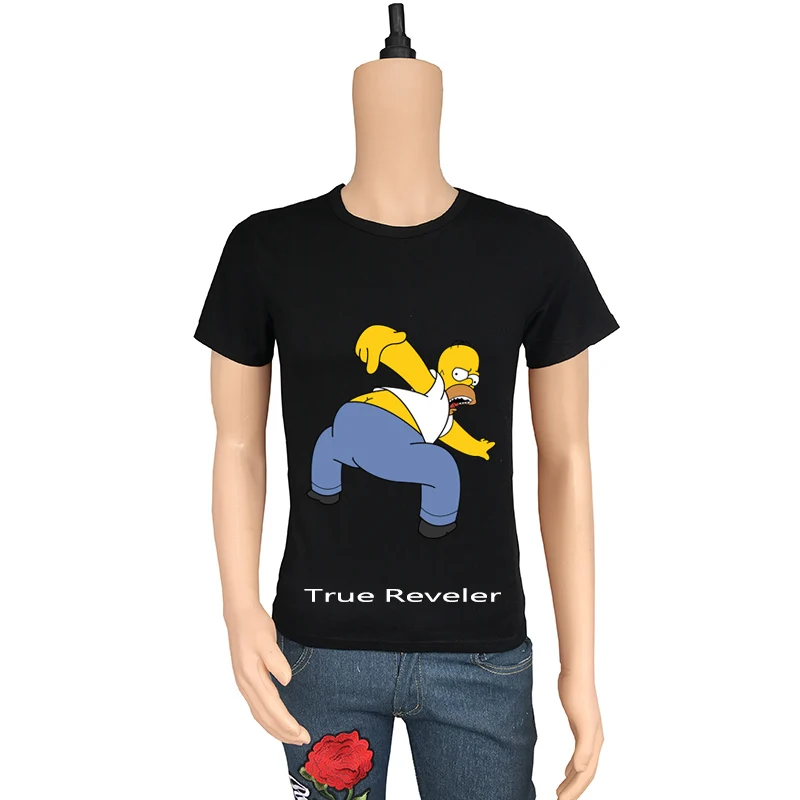 

True Reveler 3D comical weird cartoon simpson men short sleeve t shirt classic comedy anime homer tshirt hip hop cute tops tee