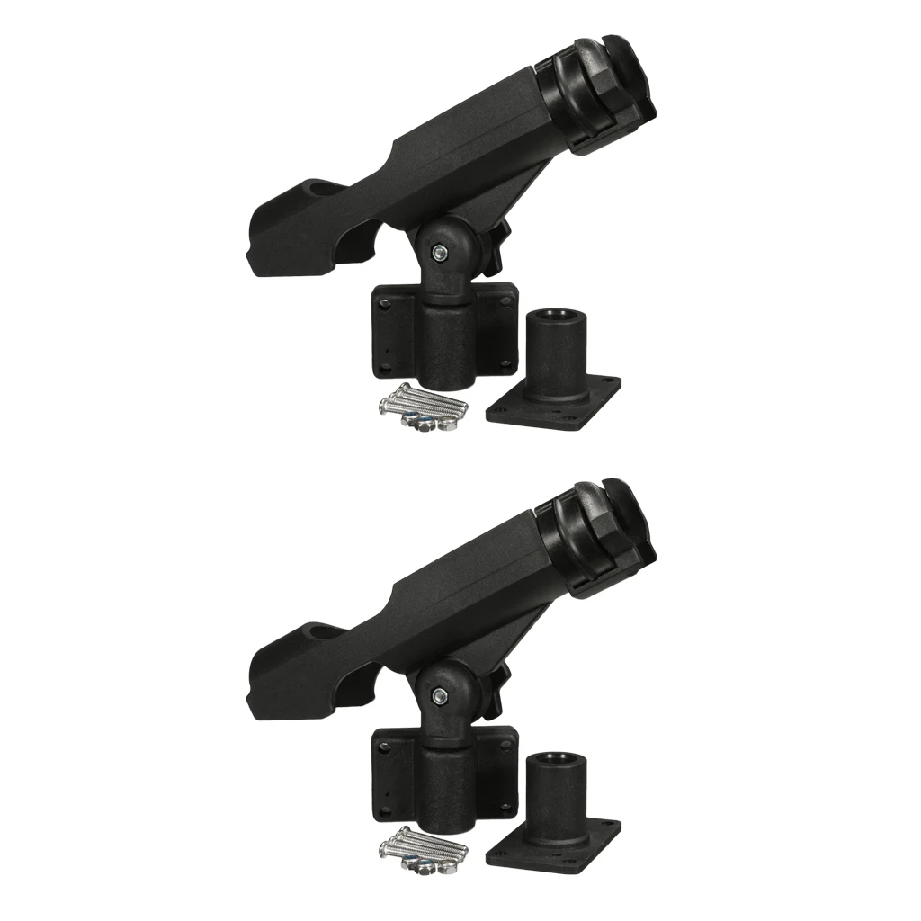 2 Pieces / Set Adjustable 360 Degree Side Rail Mount Kayak Boat Yacht Fishing Rod Holder Pole Support Stand Rack Bracket Rest
