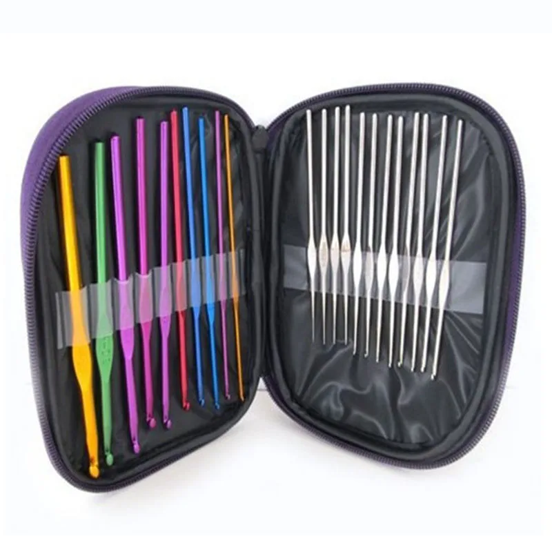

NEW 22 Pc/Set Multi Stainless Steel Aluminum Sweater Needles Crochet Hooks Set Knitting Needle Tools With Case Yarn Craft Kit
