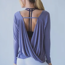 Женский набор для йоги рубашки быстросохнущие Блузы для тренировок спортивные майки с открытой спиной для йоги топы рубашки с длинным рукавом спортивная одежда для женщин