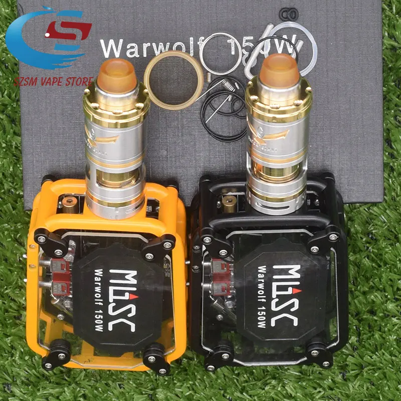 

Electronic cigarette Warwolf 150W Box Mod Kit vape with Vapor Giant v6 S 23mm RTA Atomizer e-cigarette output 3500mAh battery