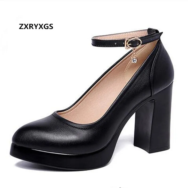 Tacón Nuevo High 9cm Cuero Cm 43 Alto Gran white 9 Mujer 6cm Alto Tamaño Heel 6 2019 Genuino Elegante 6cm Zapatos Caliente De balck Y 33 Black Moda x5g0f1Onq