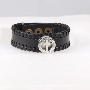 

Rhinestones Silver Cross (20mm) with Snap Button Leather Bracelet Aromatherapy / Essential Oils Diffuser Locket Bracelet
