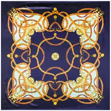 90*90 см Европейский стиль металлическая цепочка узор женские шали и шарф осень Горячая Мода синий вискоза хиджаб шарфы A329