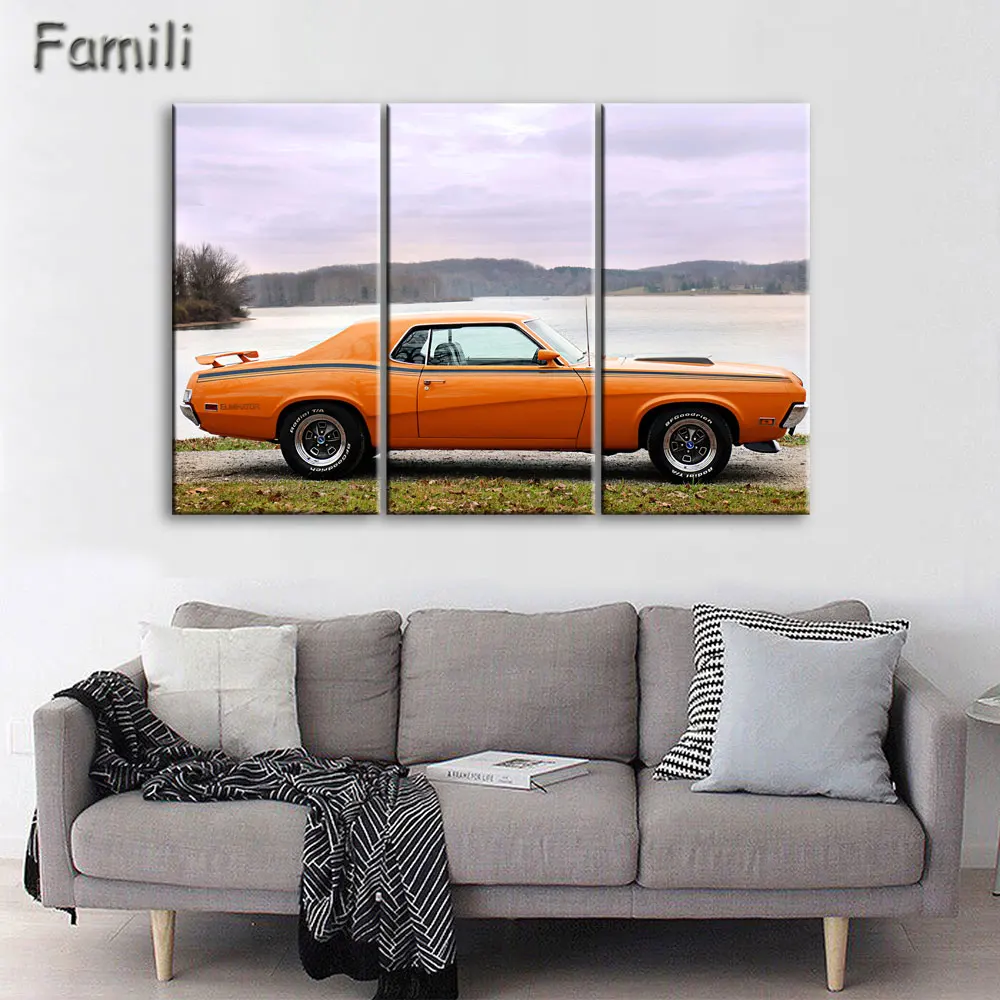 3 Pcs/Set Retro Old Car Canvas Painting Classic Landscape Printed On Wall Art Pictures home decoration | Дом и сад