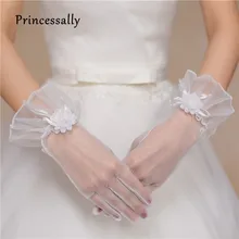 Princessally Новые Белые Свадебные Прихватки для мангала с цветком Пряжа окрашенная наручные модный Дизайн элегантные свадебные палец Прихватки для мангала для Обувь для девочек