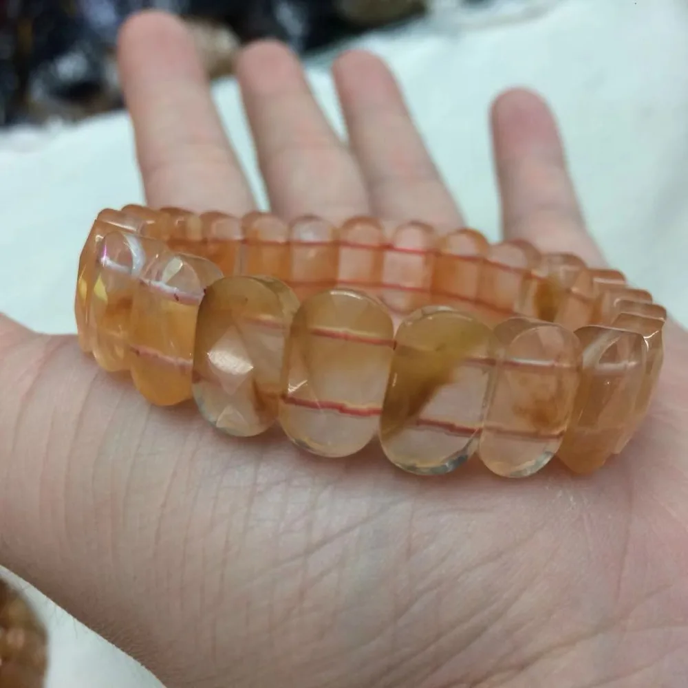 

red crystal quartz/ Venus Crystal quartz stone beads bracelet natural energy stone bangle charming jewelry for woman for gift