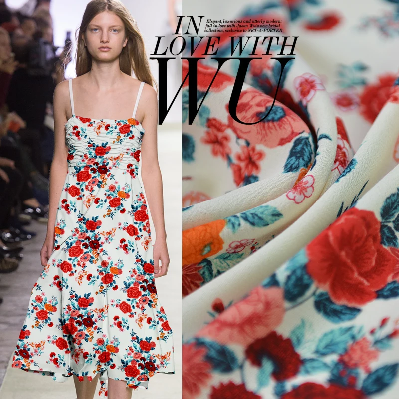 Красочные цветочные бабочки шитье креп хлопок вискоза Tecido ткань для платья