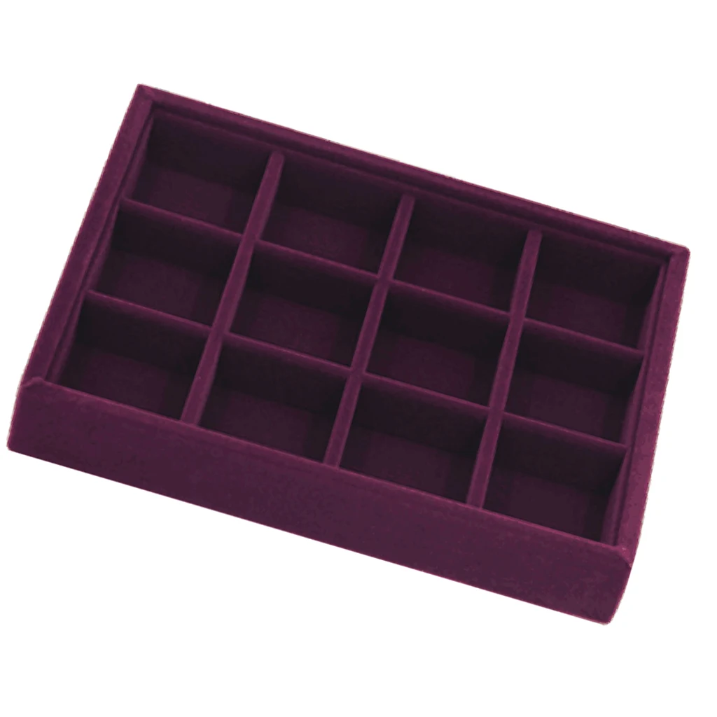 Elegant Purple Velvet Stackable Jewelry Display Tray Case Holder Organizers