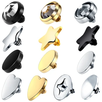 

G23 Grade Titanium 4mm Dermal Anchor Top Micro Dermal Drivers Surface Gold Black Heart Star Dermal Piercing Body Jewelry