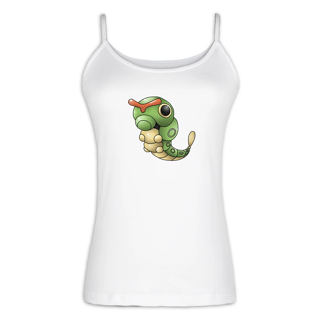 Pokemon Caterpie Camisole Women Funny Cartoon Cotton Tank Top for Lady Girl Femme Gray White Singlet Summer Sleeveless T-shirt
