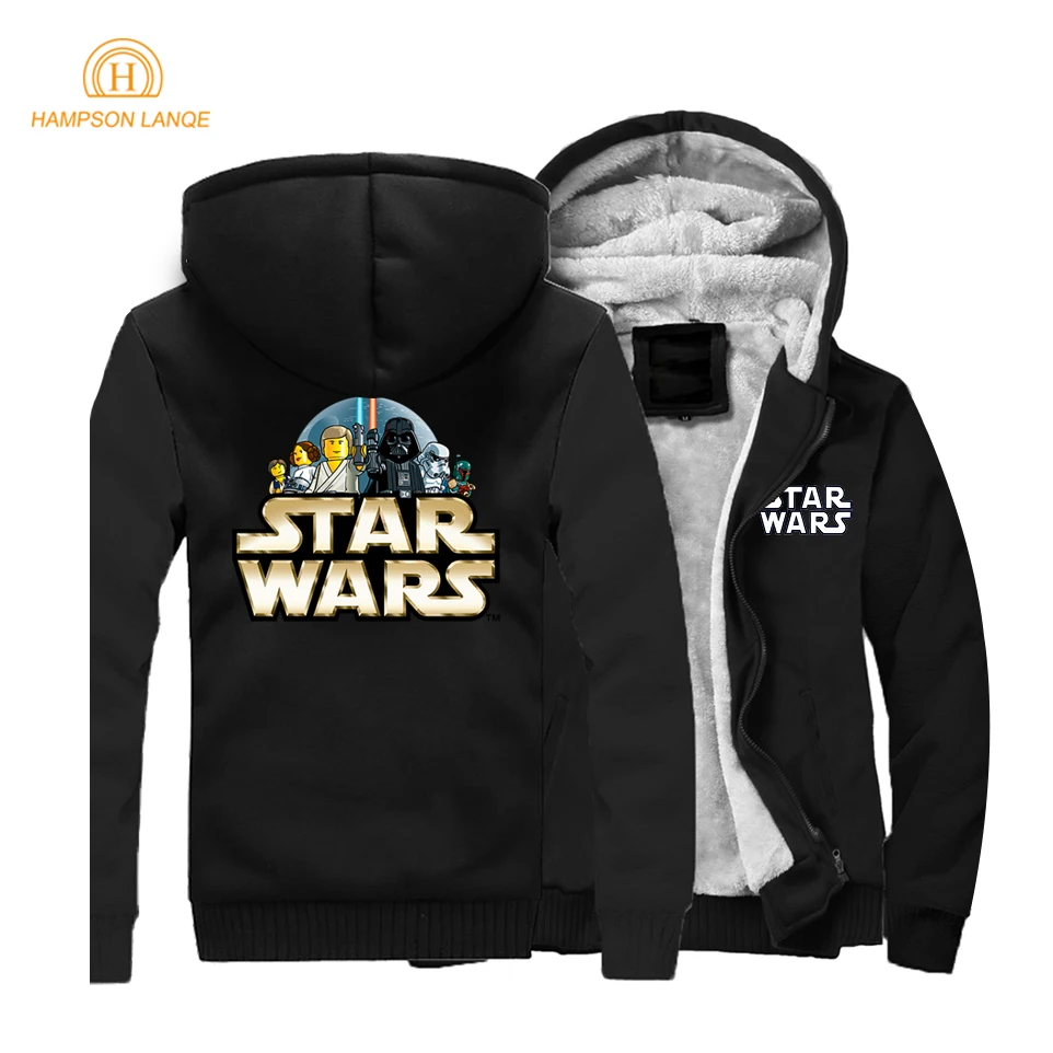 

Movie Star Wars Men Hoodies 2019 Spring Thick Sweatshirts Fleece Warm Men's Jackets Black Hoodies For Fans Brand Clothing CM01