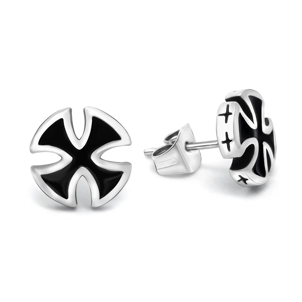 Retro Men's Titanium Steel Only Black Stud Earrings Stud Earrings