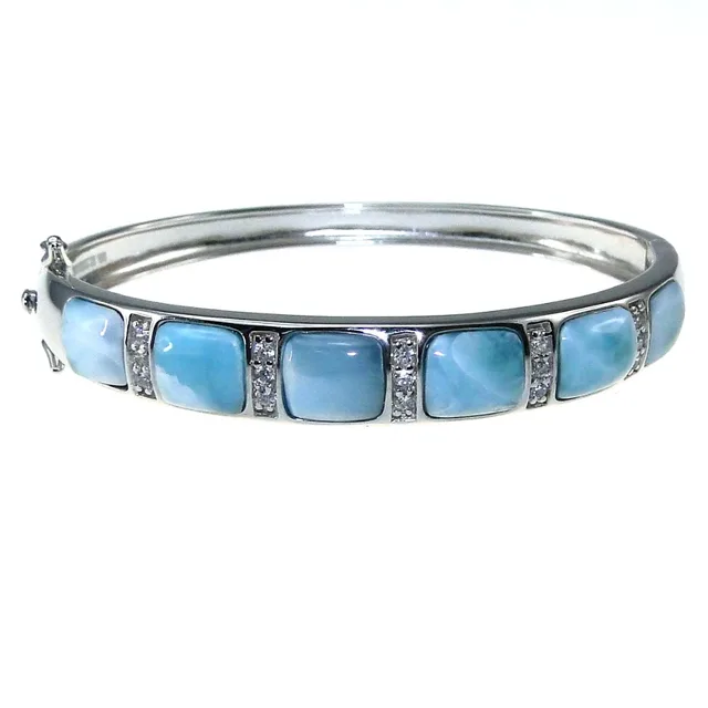 Fine Women Jewelry High Quality Natural Larimar Bracelet Nice Fine Women Jewelry High Quality Natural Larimar Bracelet Nice Bangle 100 925 Sterling Silver