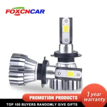 Farol Do Carro Foxcncar 50 W/Pair 5000 Lumens H1 H4 H7 LED H11 H8 HB3 9005 HB4 9006 9012 6500 k luz 6063 do Dissipador De Calor IP67 DC 24 12 v v