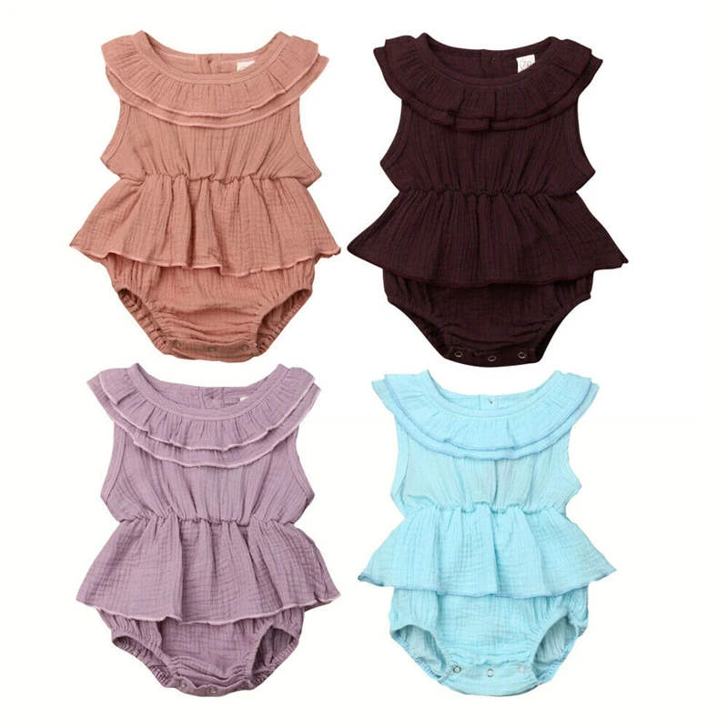 

Newborn Girl Bodysuit Toddler Baby Girl Ruffle One Piece Bodysuit Sleeveless Infant Clothes Playsuit Jumpsuit Outfits Sunsuit
