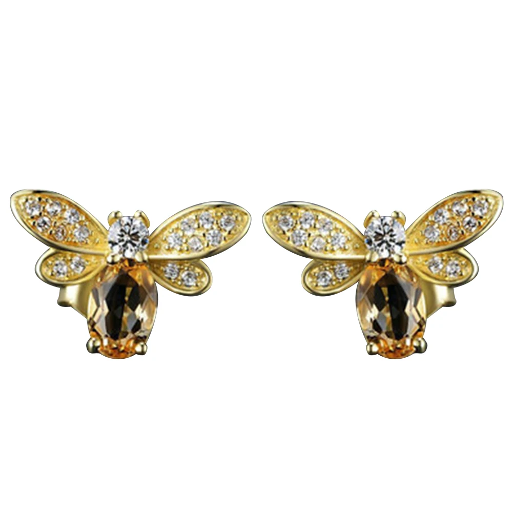 

1 Pair Hot Yellow Bees Stud Earrings New Women Fashion Animals Gold Color Chain Earrings Jewelry