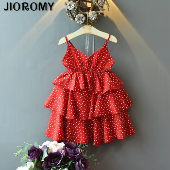 

2019 New Summer Dress For Girls Children's Wear Wave Point Sling Dress Cake Dress Wedding Princess Платья