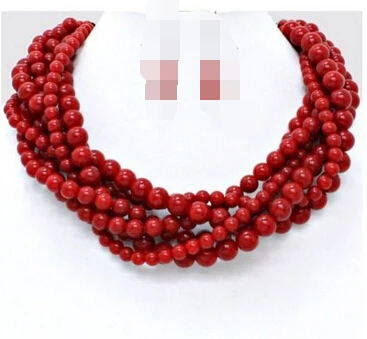 

N3386 Red Maroon Pearl Multi Layered Strand Bead Jewelry Necklace N Discount