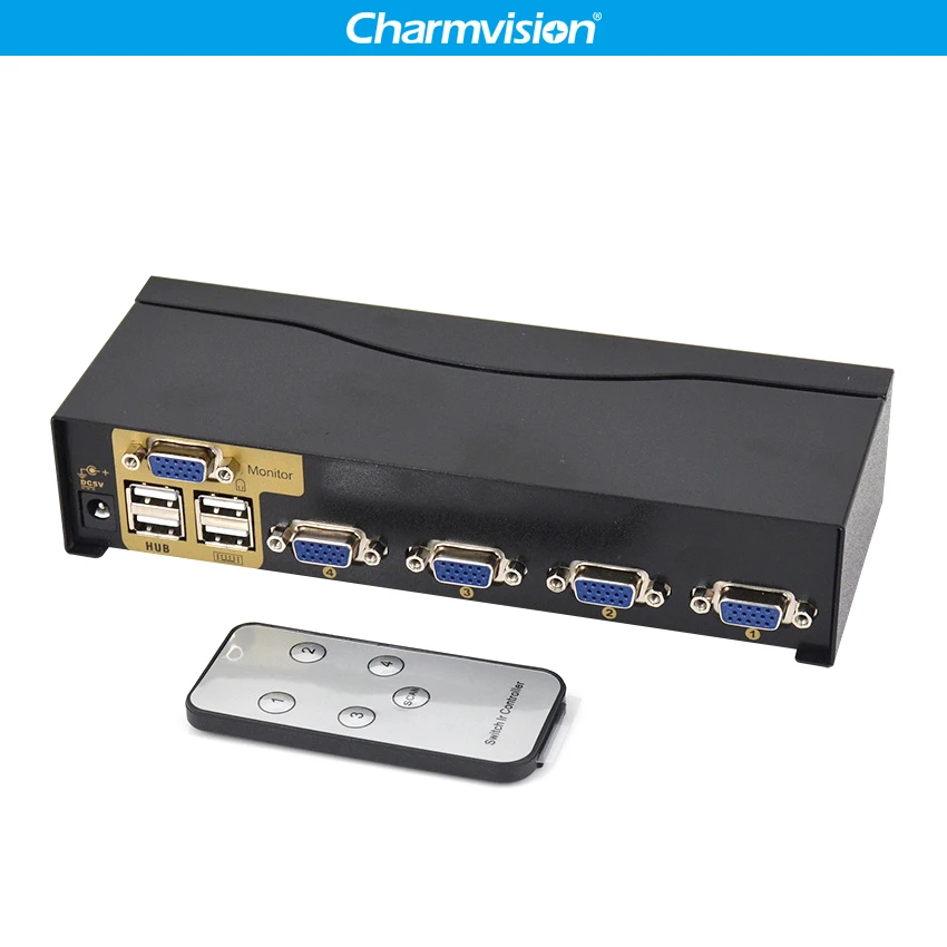 Charmvision UK401R 4 порта ПК Хост usb-хаб KVM переключатель мультикомпьютер USB2.0 концентратор KVM коммутатор с пультом дистанционного управления клавиатура мышь