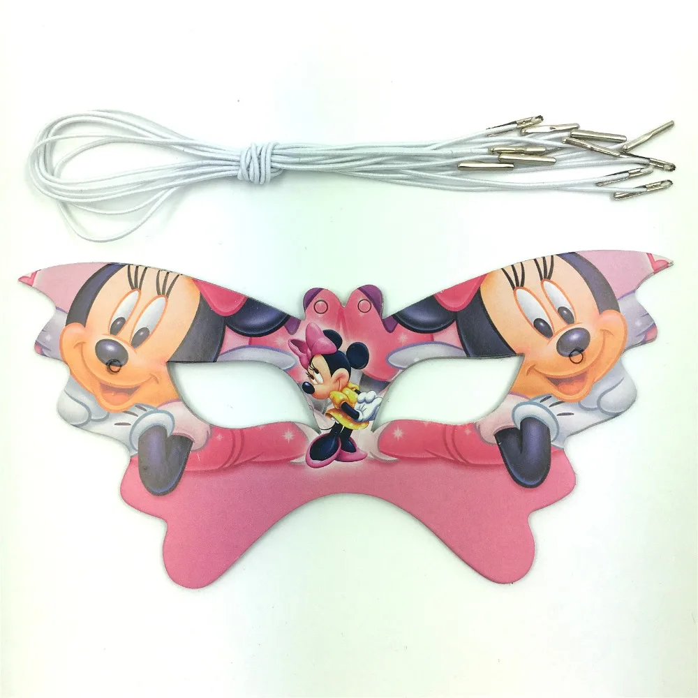 

12pcs masks+12pcs strings cartoon Mickey Minnie mouse Party Mask kids Birthday Party Decorations Eye Cover Party Supply