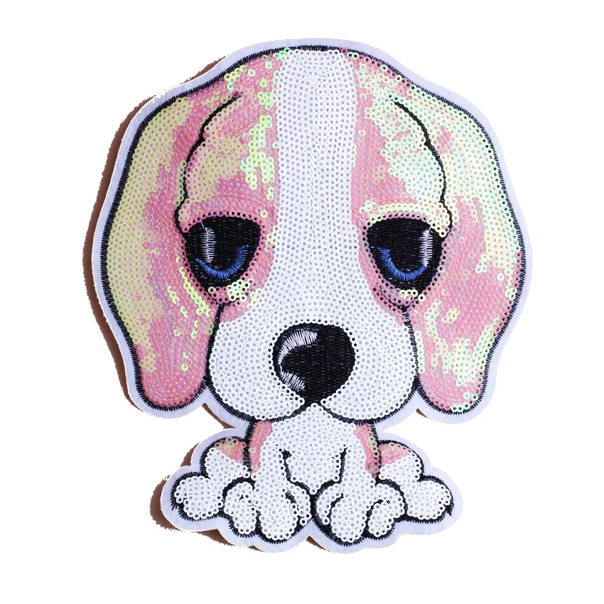 

Sequin patches dogs big Applique for clothing Iron on Sticker for clothes Embroidery Cat Patch Sewing Accessories Jeans 1pc