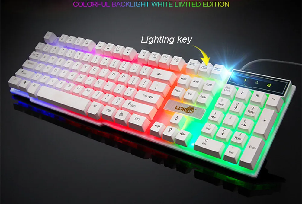 VOBERRY трещины светодиодный Радужный подсветка Проводная USB клавиатура светящаяся 104 клавиш прочная геймерская Клавиатура эргономичная для ПК
