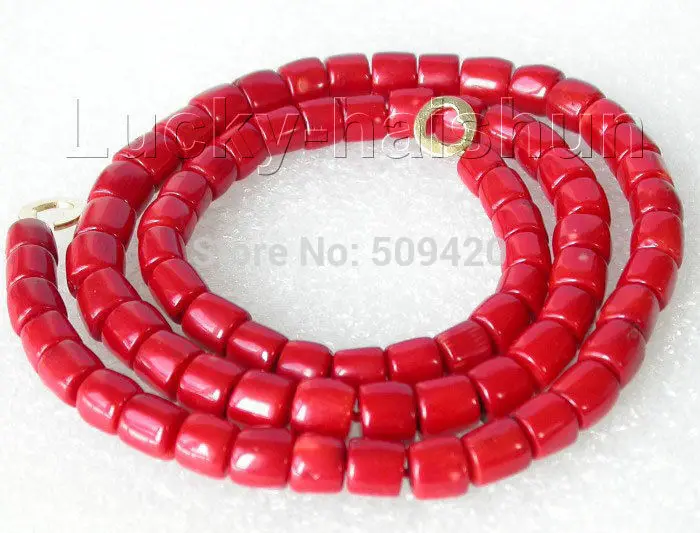 

W&O655 >>>>>Genuine length 29" 10mm column red coral beads necklace #@