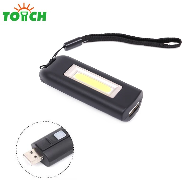 

USB Flashlights Mini LED COB Flashlight Keychain Tactical 3-Mode Work Light Rechargeable Key Lantern Powerful Pocket Lamp