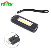 USB Flashlights Mini LED COB Flashlight Keychain Tactical 3-Mode Work Light Rechargeable Key Lantern Powerful Pocket Lamp